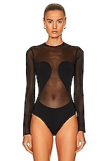 ALAÏA Sheer Bodysuit in Noir, view 2, click to view large image.
