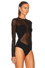 ALAÏA Sheer Bodysuit in Noir, view 3, click to view large image.