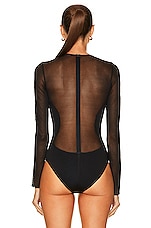 ALAÏA Sheer Bodysuit in Noir, view 4, click to view large image.