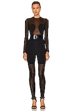 ALAÏA Sheer Bodysuit in Noir, view 5, click to view large image.