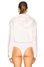 ALAÏA Denim Bodysuit in Blanc, view 4, click to view large image.