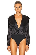 ALAÏA Hooded Bodysuit in Noir, view 2, click to view large image.