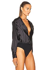 ALAÏA Hooded Bodysuit in Noir, view 3, click to view large image.