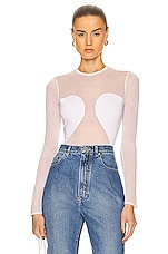 ALAÏA Sheer Bodysuit in Blanc, view 1, click to view large image.