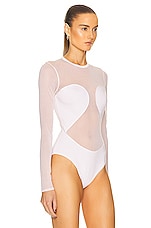 ALAÏA Sheer Bodysuit in Blanc, view 3, click to view large image.