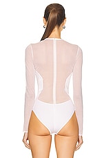 ALAÏA Sheer Bodysuit in Blanc, view 4, click to view large image.