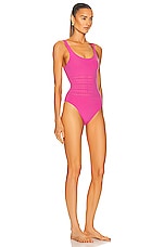 ALAÏA Vienne One Piece Swimsuit in Rose Fluo, view 2, click to view large image.