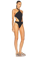 ALAÏA Trikini One Piece Swimsuit in Noir, view 2, click to view large image.