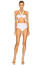 ALAÏA Original One Piece Bikini Swimsuit in Blanc, view 1, click to view large image.