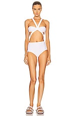 ALAÏA Original One Piece Bikini Swimsuit in Blanc, view 4, click to view large image.