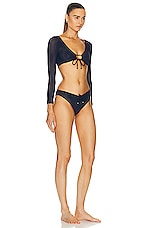 ALAÏA Long Sleeve One Piece Swimsuit in Marine, view 2, click to view large image.