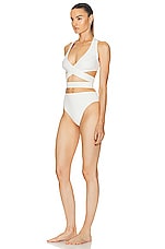 ALAÏA Criss Cross Bikini Set in Blanc, view 3, click to view large image.