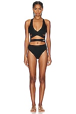 ALAÏA Criss Cross Bikini Set in Noir Alaia, view 1, click to view large image.