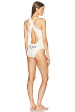 ALAÏA Cross Back One Piece Swimsuit in Blanc, view 1, click to view large image.