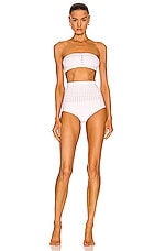 ALAÏA Seamless Perforated Bikini Set in Blanc Optique, view 1, click to view large image.