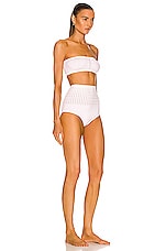 ALAÏA Seamless Perforated Bikini Set in Blanc Optique, view 2, click to view large image.