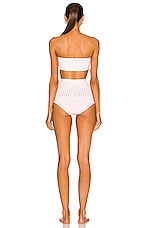 ALAÏA Seamless Perforated Bikini Set in Blanc Optique, view 3, click to view large image.