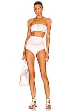 ALAÏA Seamless Perforated Bikini Set in Blanc Optique, view 4, click to view large image.