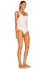 ALAÏA Corset Seamless One Piece Swimsuit in Blanc Optique, view 2, click to view large image.