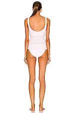 ALAÏA Corset Seamless One Piece Swimsuit in Blanc Optique, view 3, click to view large image.
