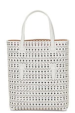 ALAÏA Mina North South Tote Bag in Blanc, view 3, click to view large image.