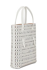 ALAÏA Mina North South Tote Bag in Blanc, view 4, click to view large image.