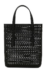 ALAÏA Mina North South Tote Bag in Noir, view 1, click to view large image.