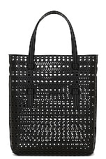 ALAÏA Mina North South Tote Bag in Noir, view 3, click to view large image.