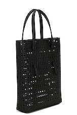 ALAÏA Mina North South Tote Bag in Noir, view 4, click to view large image.