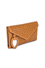 ALAÏA Oum 20 Leather Laser Cut Clutch in Tan Clair, view 4, click to view large image.