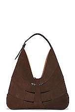 ALAÏA Delta Hobo Bag in Brun Fonce, view 2, click to view large image.