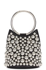 ALAÏA Mini Ring Bucket Bag in Noir, view 3, click to view large image.