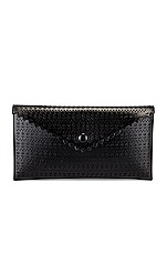 ALAÏA Louise 24 Leather Perforated Clutch in Noir, view 1, click to view large image.