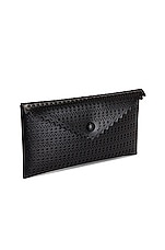 ALAÏA Louise 24 Leather Perforated Clutch in Noir, view 4, click to view large image.