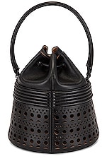 ALAÏA Corset Bucket Bag in Noir, view 3, click to view large image.