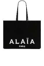 ALAÏA Small Tote Bag in Noir, view 1, click to view large image.