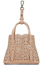 ALAÏA Mini Mina Shoulder Bag in Sable, view 3, click to view large image.