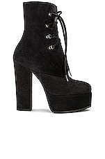 ALAÏA Platform Lace Up Boot in Carbone, view 1, click to view large image.