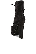 ALAÏA Platform Lace Up Boot in Carbone, view 3, click to view large image.