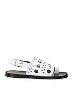 ALAÏA Perforated Flat Sandal in Blanc Casse, view 1, click to view large image.