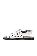 ALAÏA Perforated Flat Sandal in Blanc Casse, view 5, click to view large image.