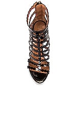 ALAÏA Cage Patent Leather Sandals in Noir, view 4, click to view large image.