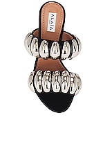 ALAÏA Pebbled Mule Sandal in Noir, view 4, click to view large image.