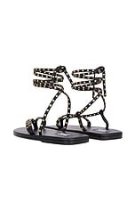 ALAÏA Flat Strappy Sandal in Noir, view 4, click to view large image.
