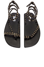 ALAÏA Flat Strappy Sandal in Noir, view 5, click to view large image.