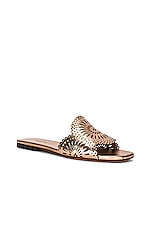 ALAÏA Perforated Molukai Mules in Or Rose Brosse, view 2, click to view large image.