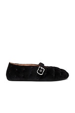 ALAÏA Velvet Ballerina Flat in Noir, view 1, click to view large image.