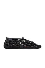 ALAÏA Studded Ballerina Flat in Noir, view 1, click to view large image.