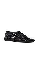 ALAÏA Studded Ballerina Flat in Noir, view 2, click to view large image.