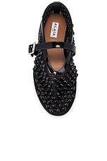 ALAÏA Studded Ballerina Flat in Noir, view 4, click to view large image.